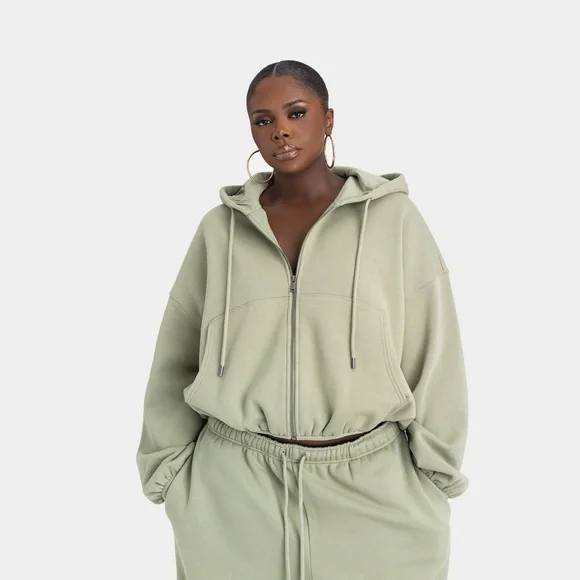 KBB by KAHLANA x Target Womens L Large The Zip-Up Hoodie Sweatshirt Olive Sweats - Picture 6 of 9